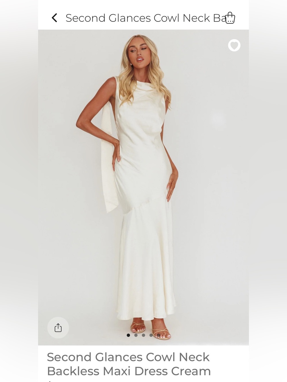 Selfie Leslie Second Glances Cowl Neck Backless Maxi in Cream (Small)